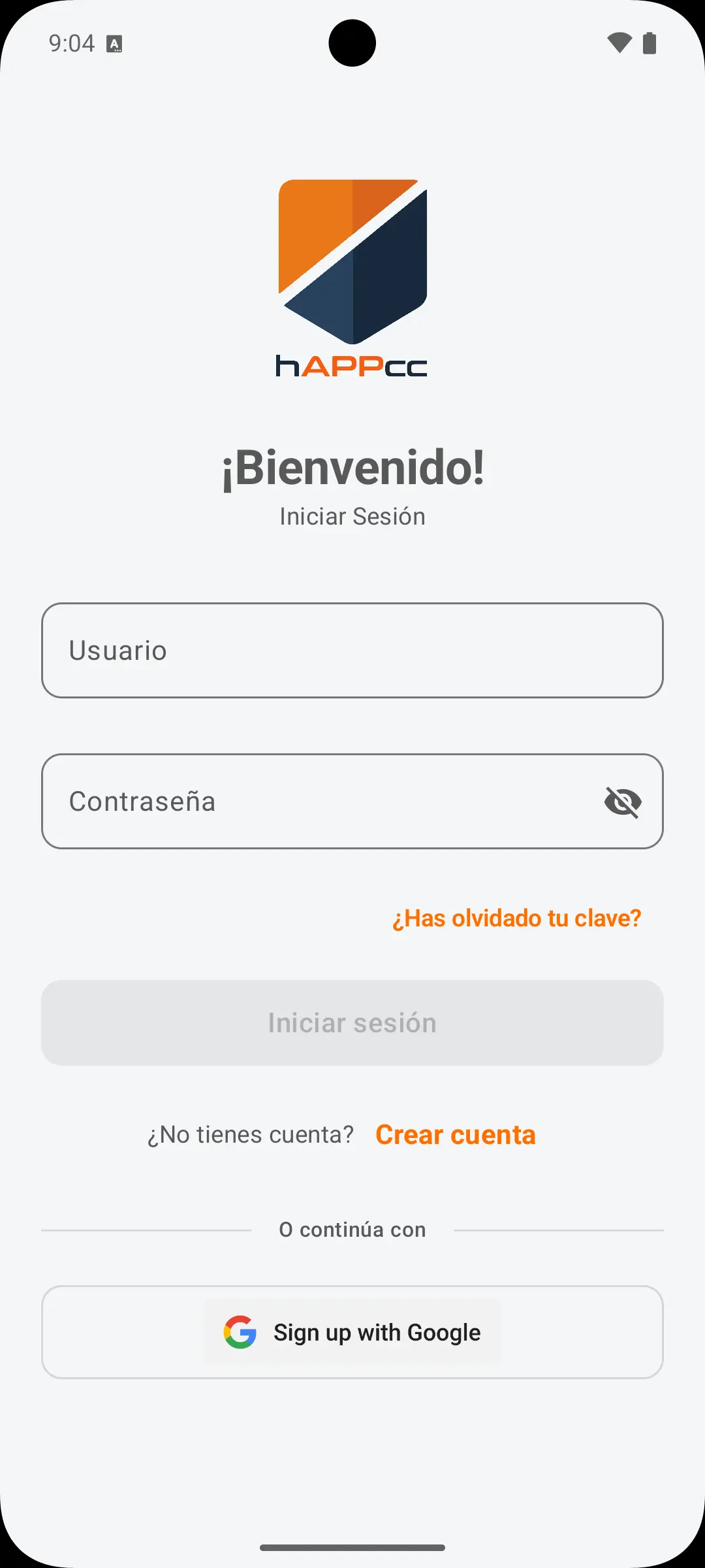 Inicio de sesión de hAPPcc